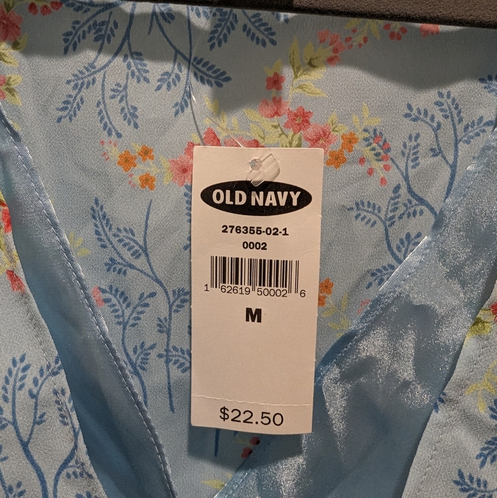 NWT Old Navy Blue Floral Sleeveless Blouse Size M - Picture 3 of 3